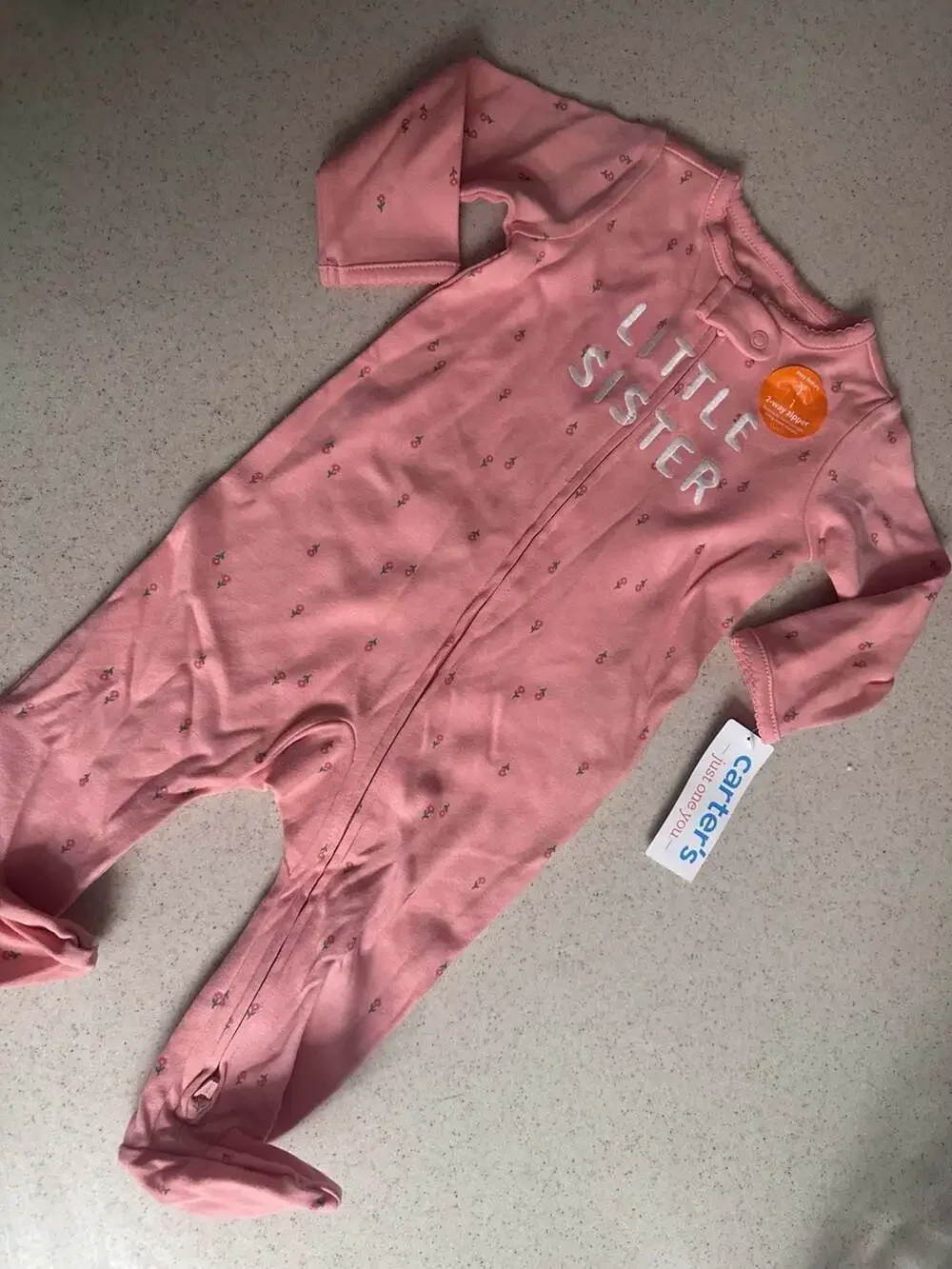 Carter's Just One You Baby Girl Floral Little Sister Zip-Up Sleeper 6 Months
